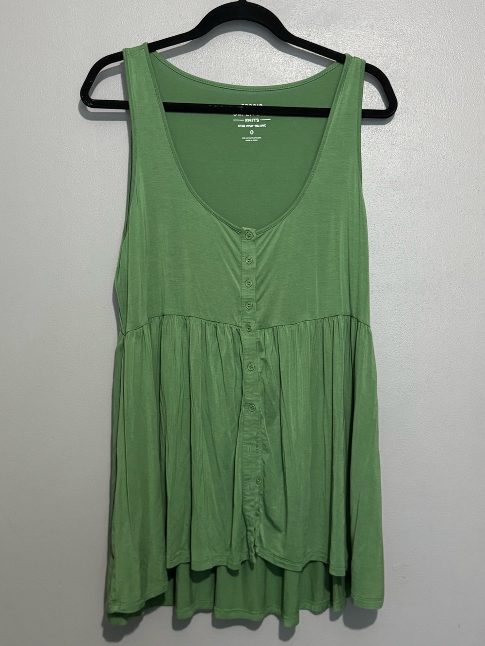 Torrid Women’s Super Soft BabyDoll Tank Top Green Plus Size 0X